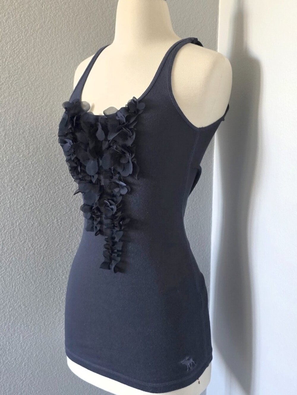 Y2K Vintage Abercrombie & Fitch Cotton Navy Falling Petal Long Tank Medium M